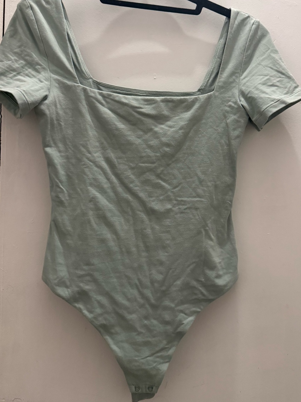 Women’s Square Neck Short Sleeve Bodysuit - Sage Green size S